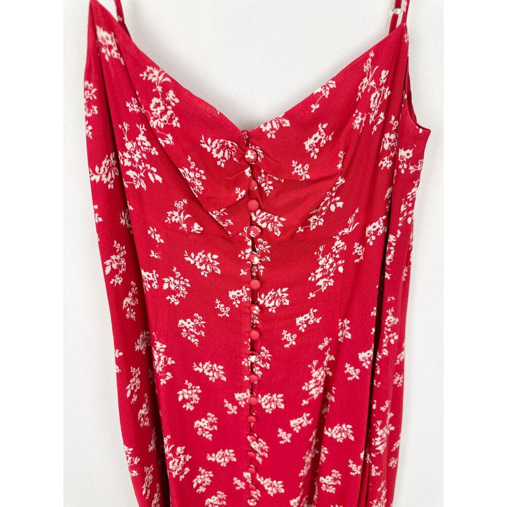 NEW Reformation Cybill Button Front Sundress Red Cottagecore Viscose Floral US 8 - Picture 5 of 10